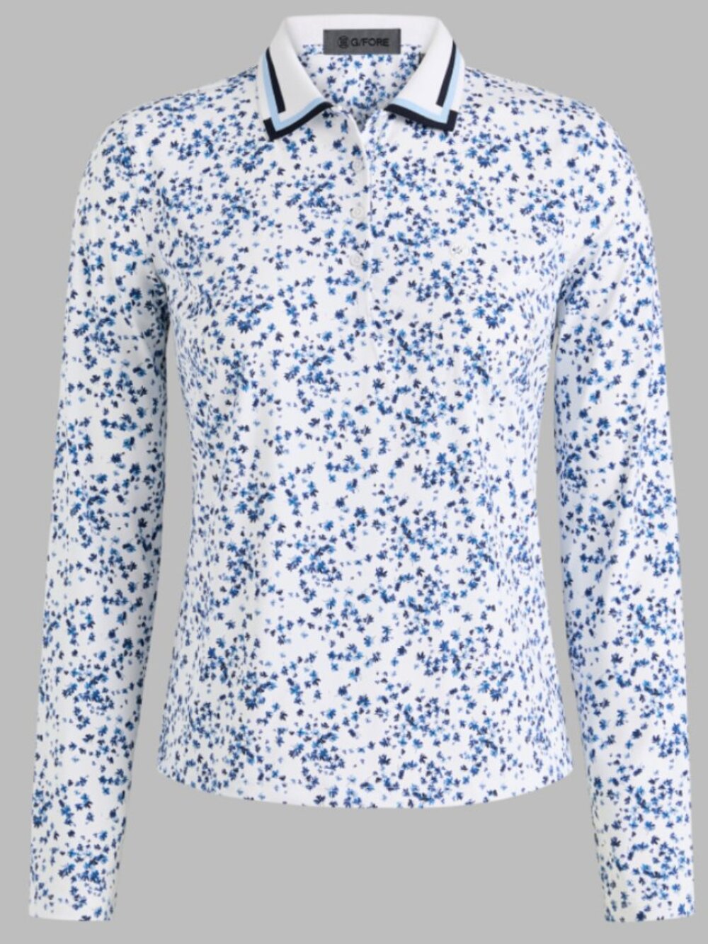NWT G/FORE Women's SILKY TECH NYLON LONG SLEEVE Golf POLO SCATTERED DITZY